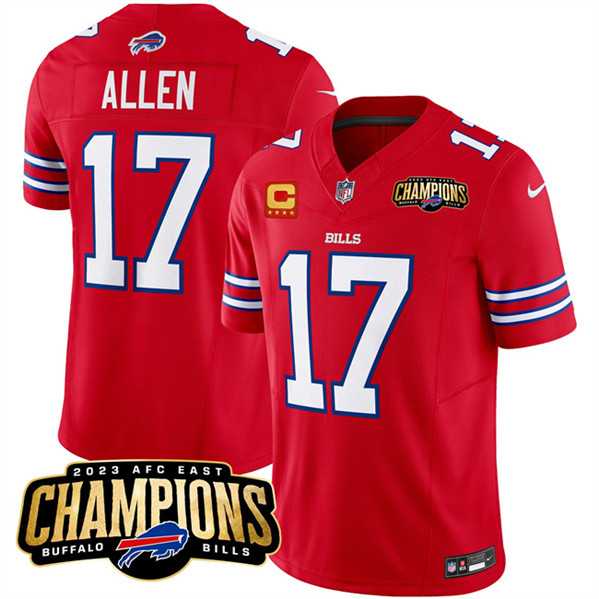 Men & Women & Youth Buffalo Bills #17 Josh Allen Red 2023 F.U.S.E. AFC East Champions With 4-star C Ptach Stitched Jersey->buffalo bills->NFL Jersey
